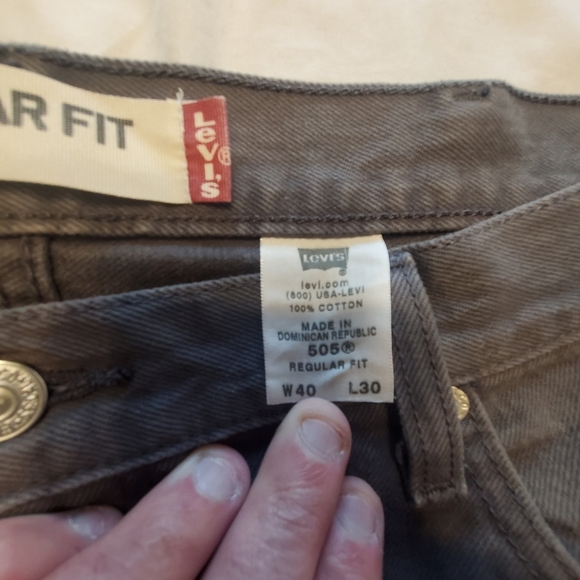 Levi's 505 Gray Jeans Denim Red Tab Regular Fit Straight Leg 40x30 Gray Patch - Picture 3 of 8